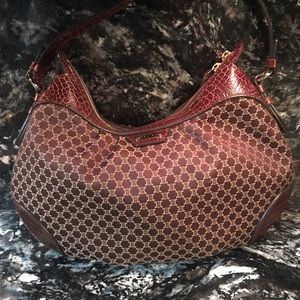 CELINE CROCODILE/CANVAS PURSE
